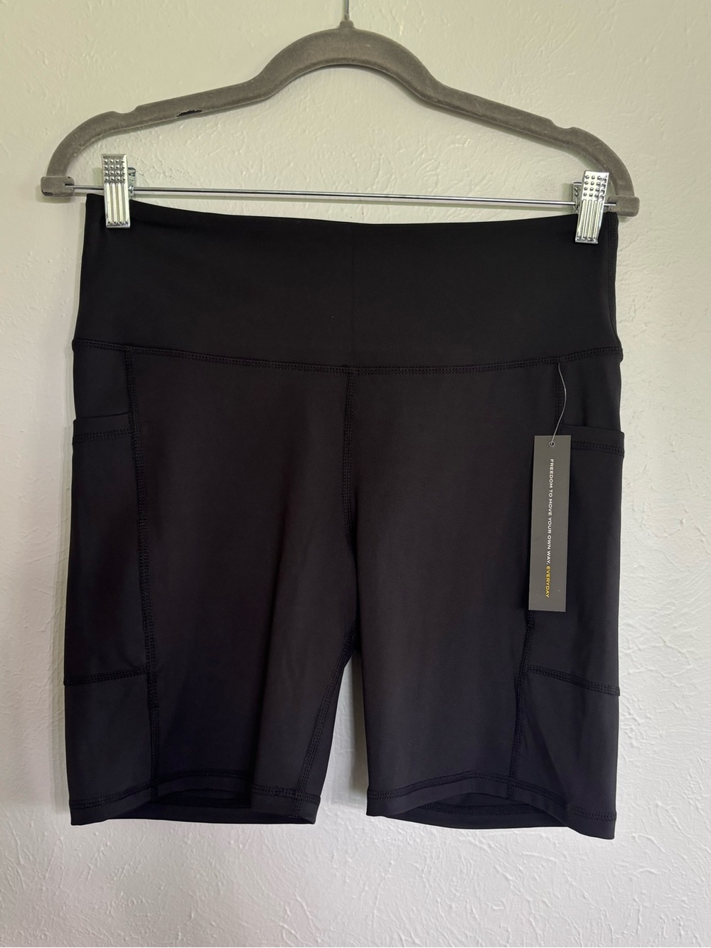 High-Waist Black Bike Shorts with Side Pockets